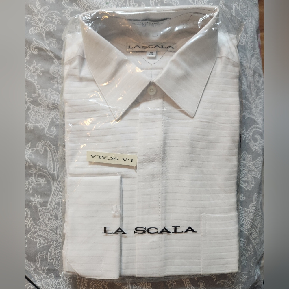 LA SCALA Mens White Dress Shirt